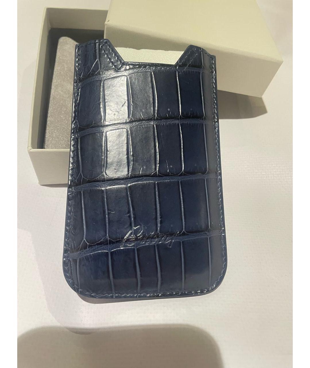 BRIONI Темно-синяя визитница из экзотической кожи, фото 4