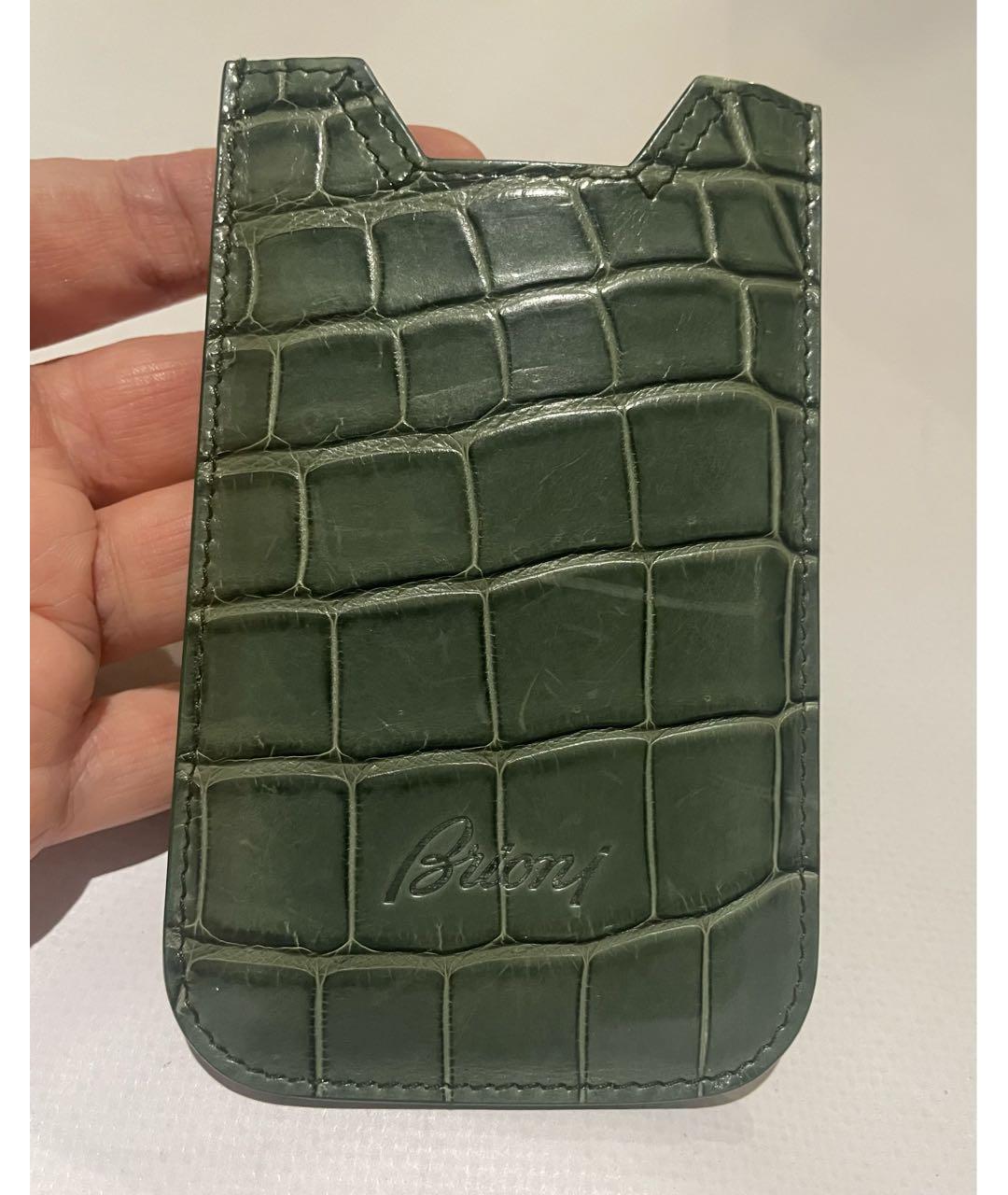 BRIONI Зеленый кардхолдер из экзотической кожи, фото 5
