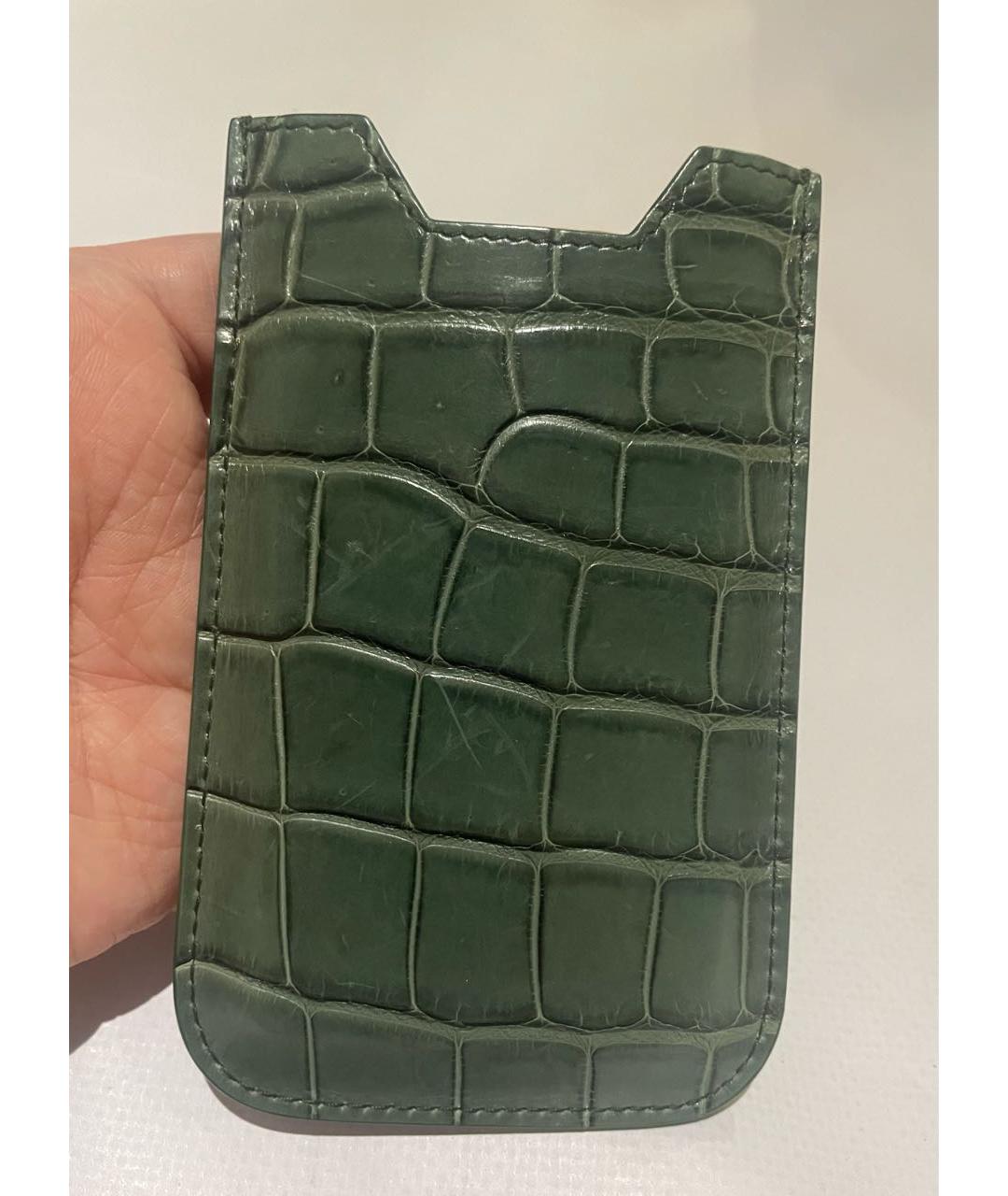 BRIONI Зеленый кардхолдер из экзотической кожи, фото 2