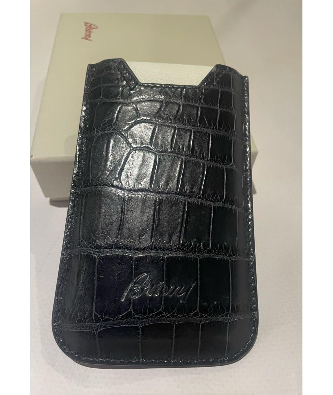 BRIONI Черный кардхолдер из экзотической кожи, фото 4