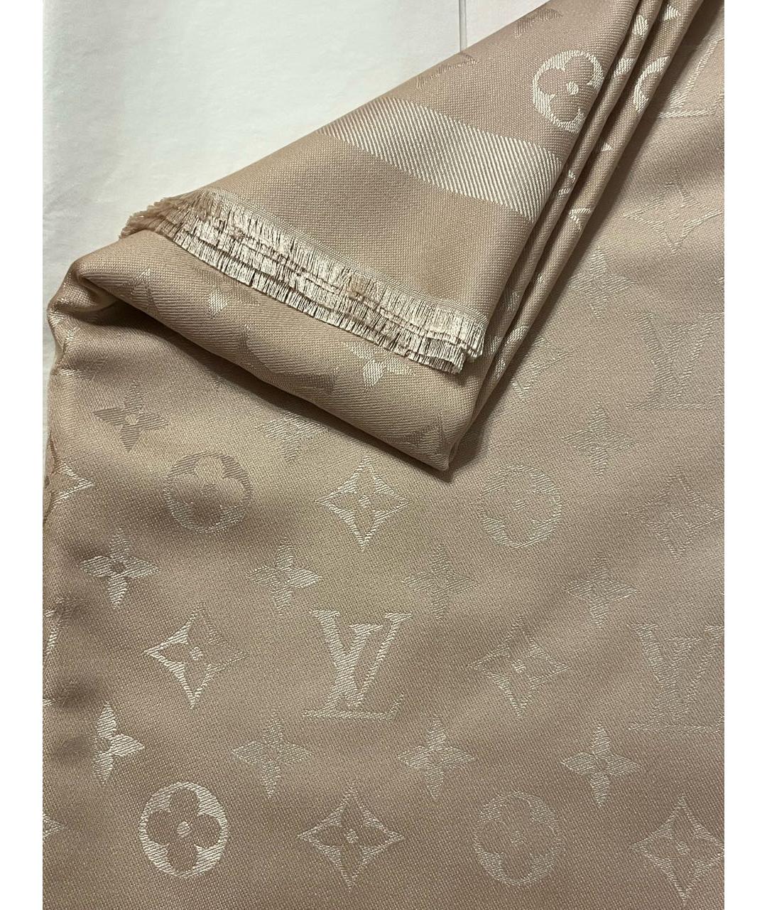 LOUIS VUITTON Бежевый шерстяной платок, фото 6