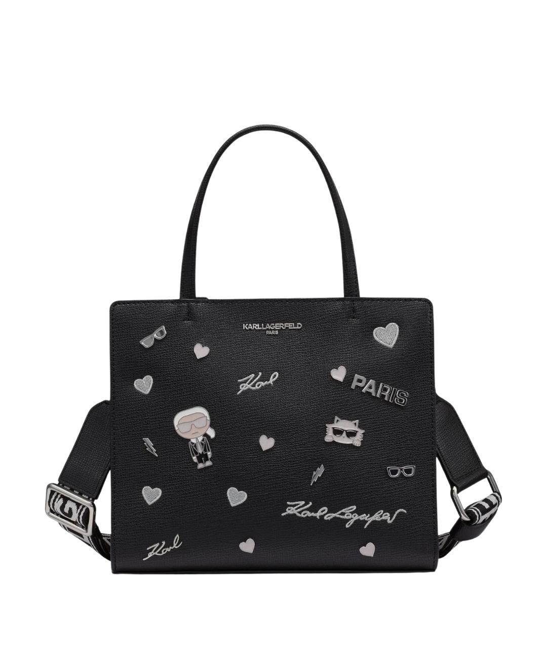 KARL LAGERFELD Черная сумка с короткими ручками из искусственной кожи, фото 1