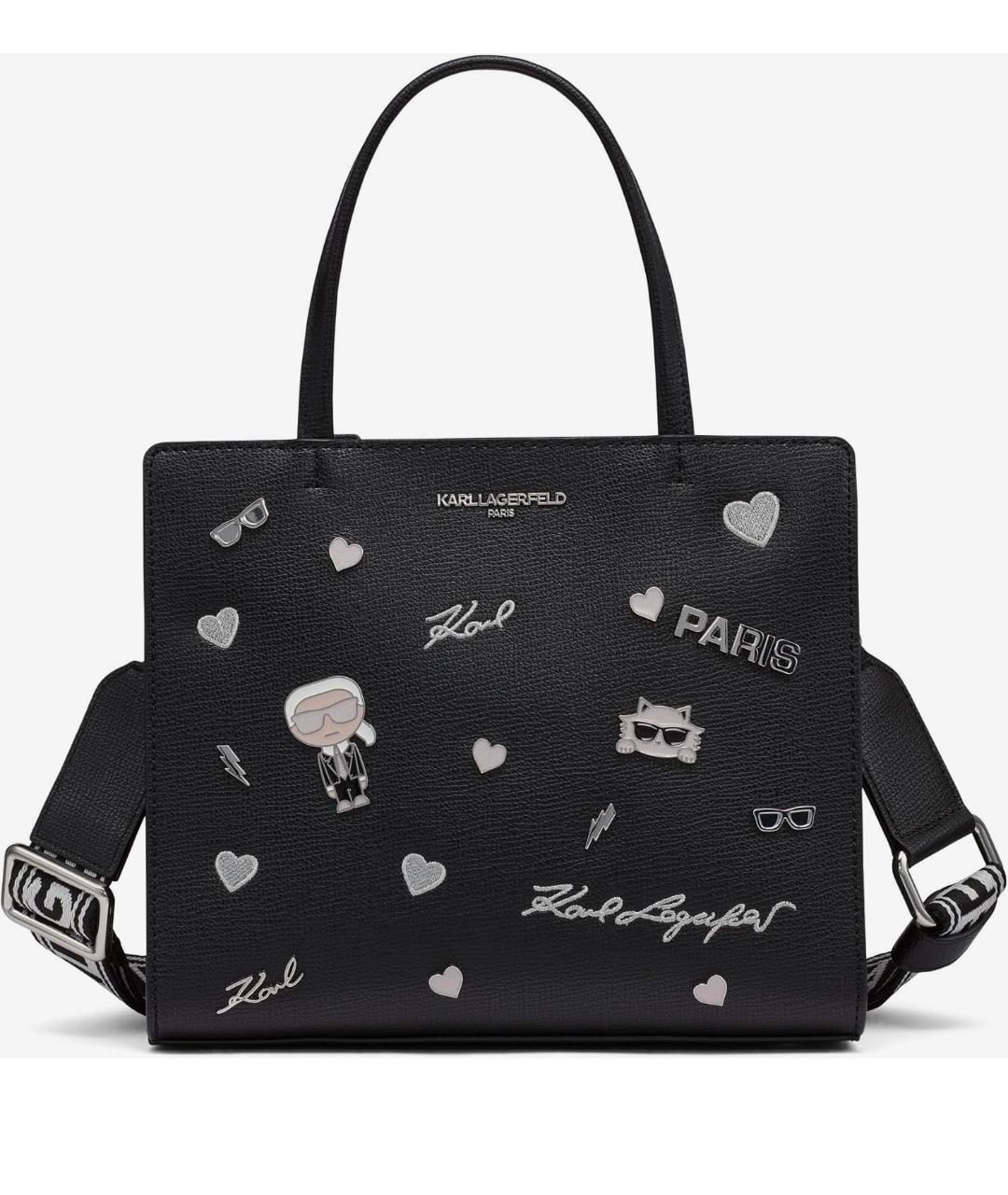 KARL LAGERFELD Черная сумка с короткими ручками из искусственной кожи, фото 10