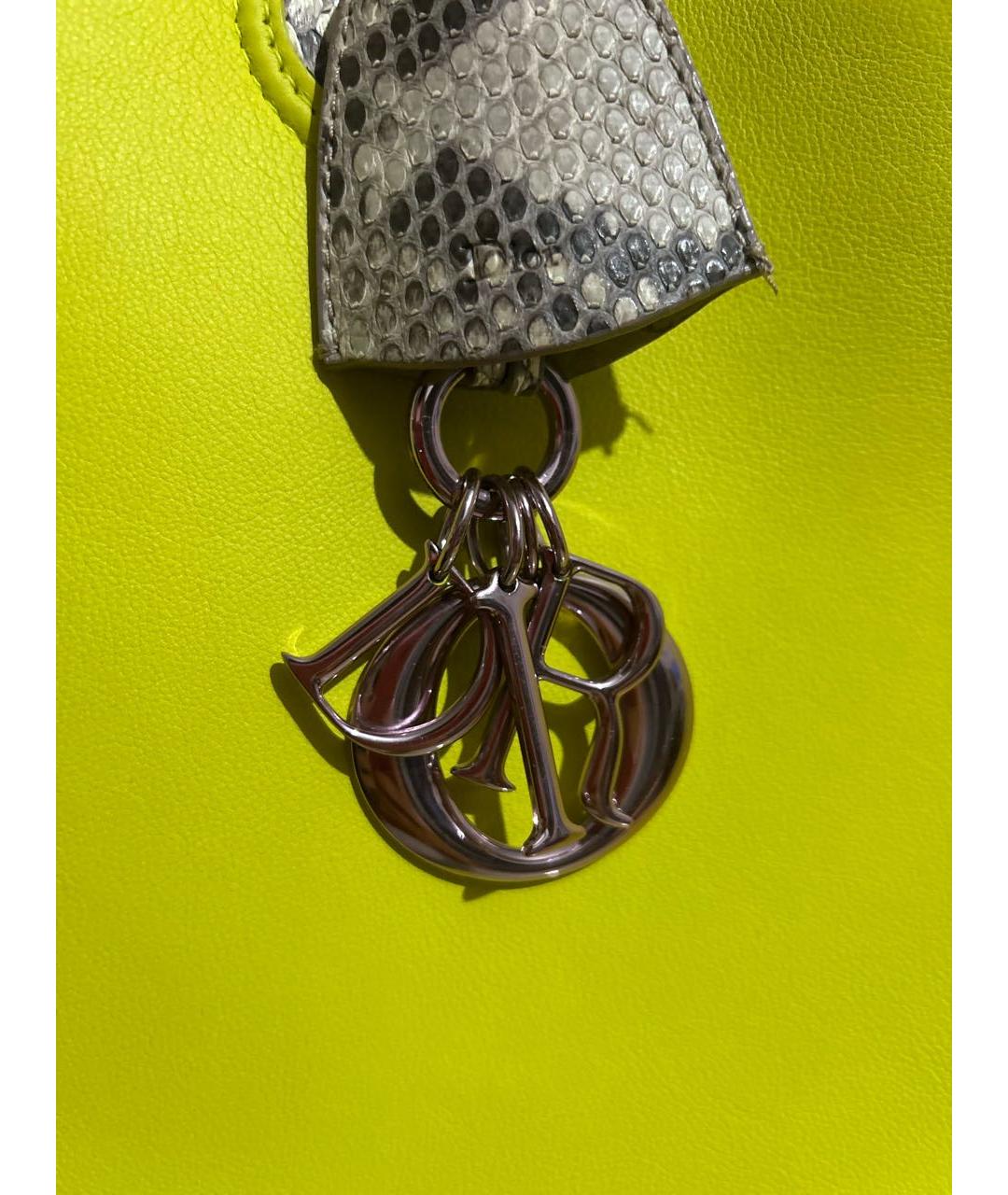 CHRISTIAN DIOR Салатовая кожаная сумка тоут, фото 6