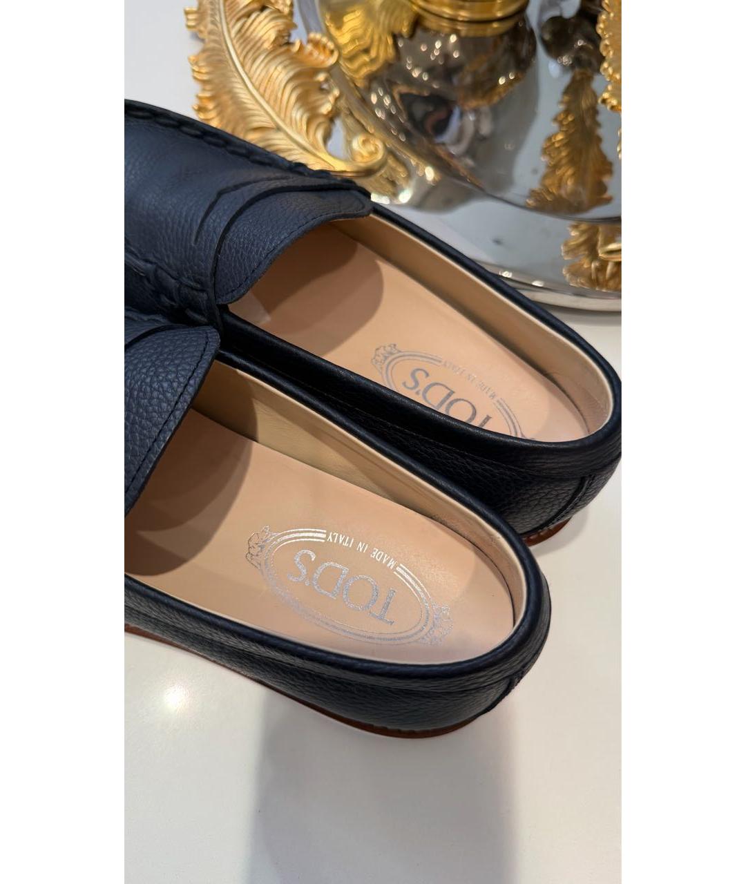 TOD'S Темно-синие кожаные мокасины, фото 4