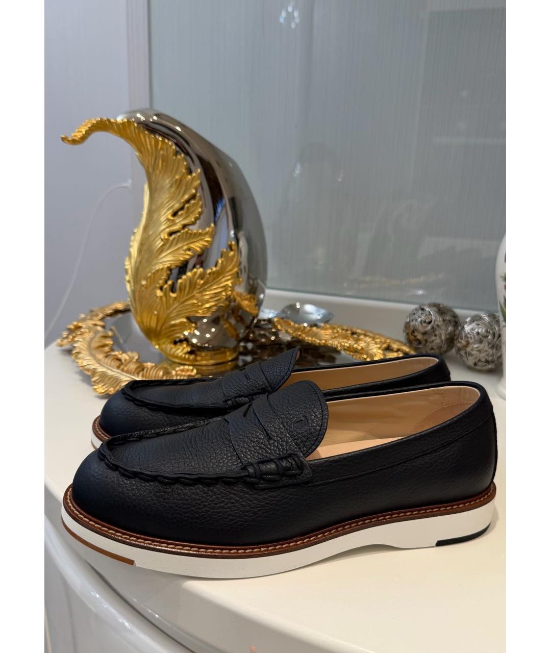 TOD'S Темно-синие кожаные мокасины, фото 8