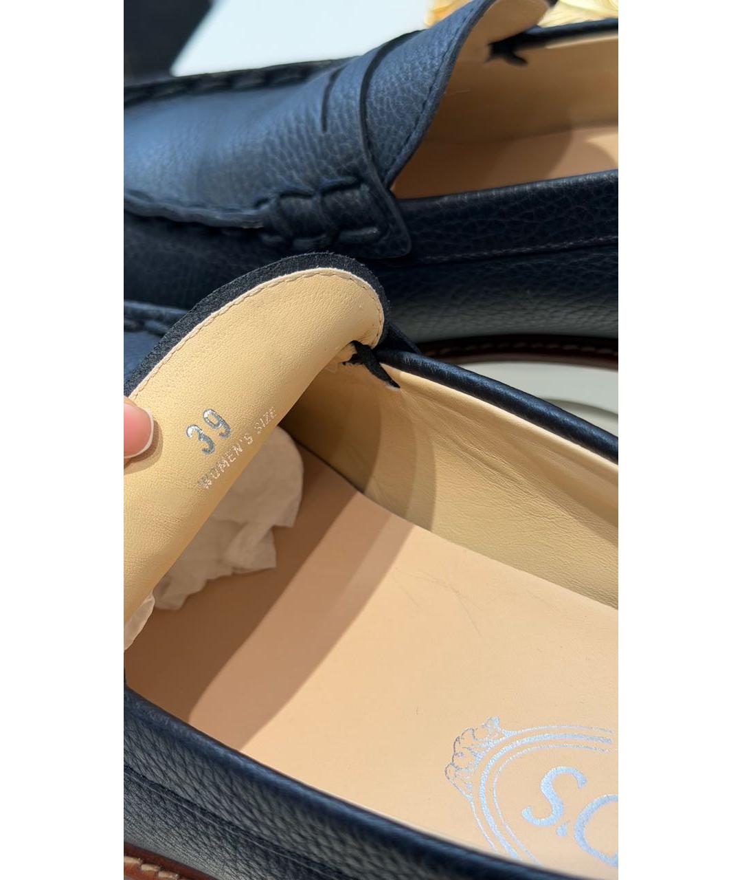 TOD'S Темно-синие кожаные мокасины, фото 6