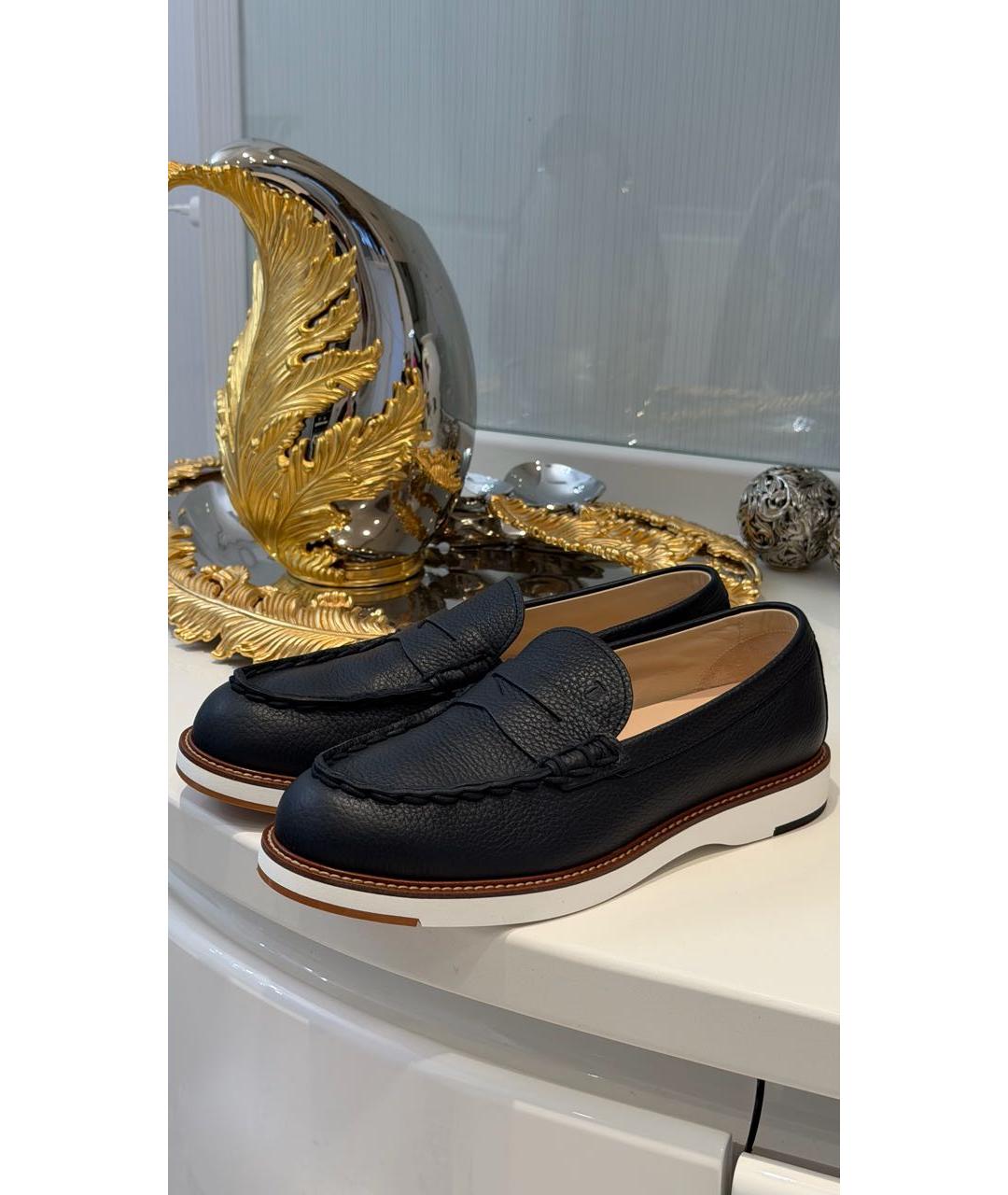 TOD'S Темно-синие кожаные мокасины, фото 7