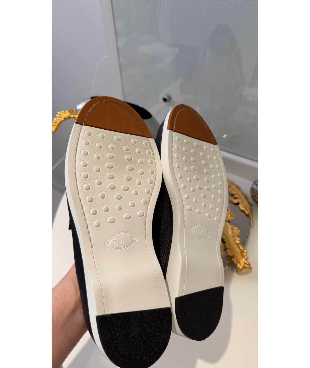 TOD'S Темно-синие кожаные мокасины, фото 5
