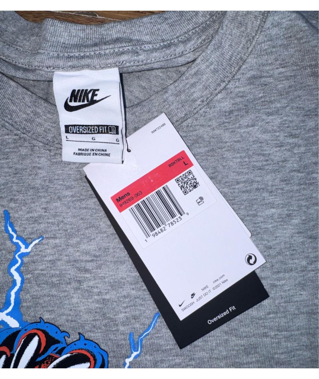 NIKE Серая хлопковая футболка, фото 5