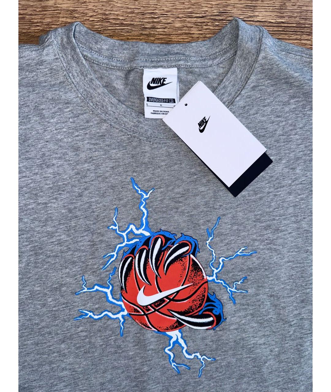 NIKE Серая хлопковая футболка, фото 6