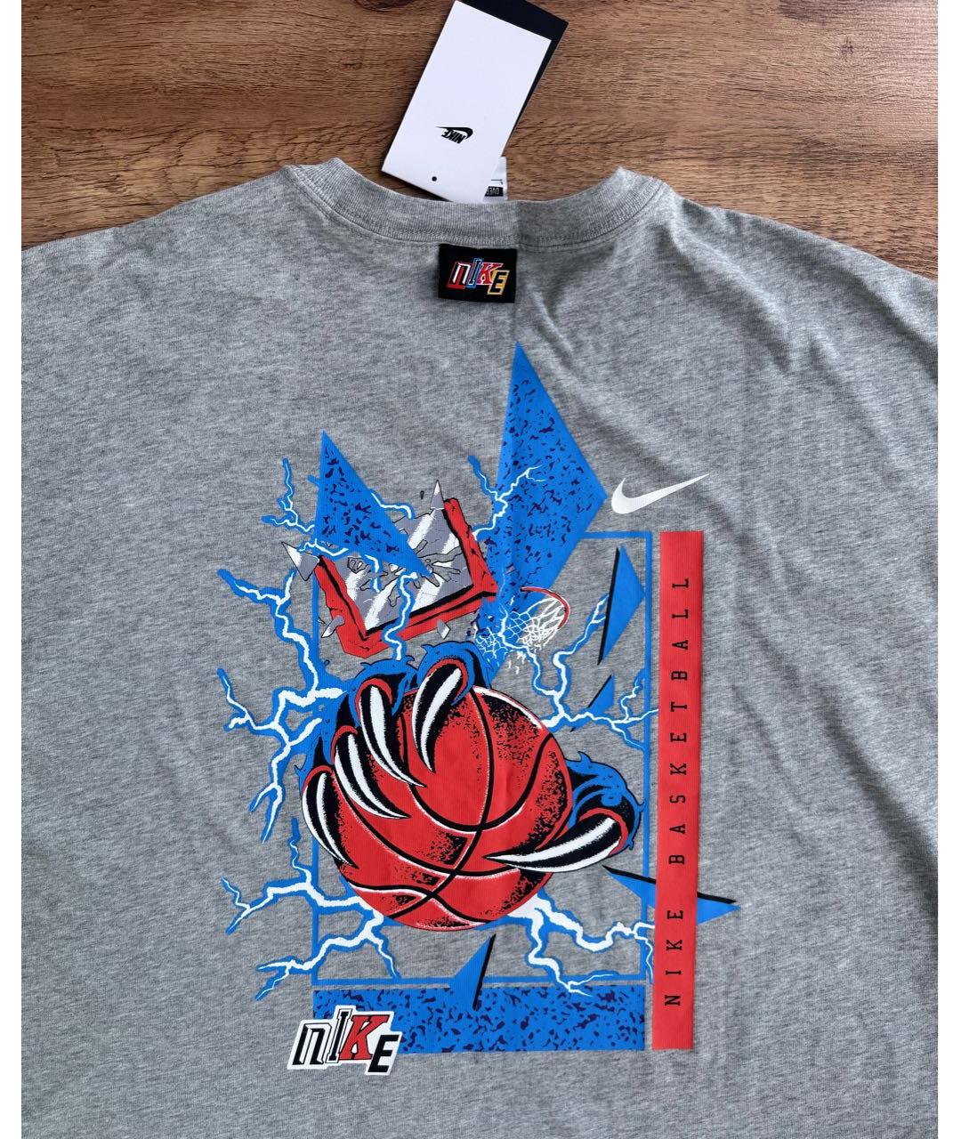 NIKE Серая хлопковая футболка, фото 4