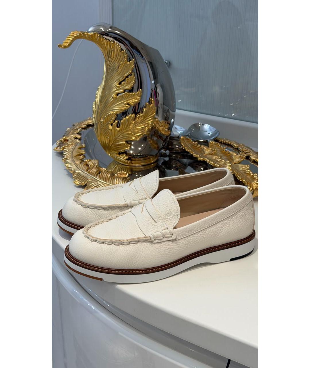 TOD'S Белые кожаные мокасины, фото 8