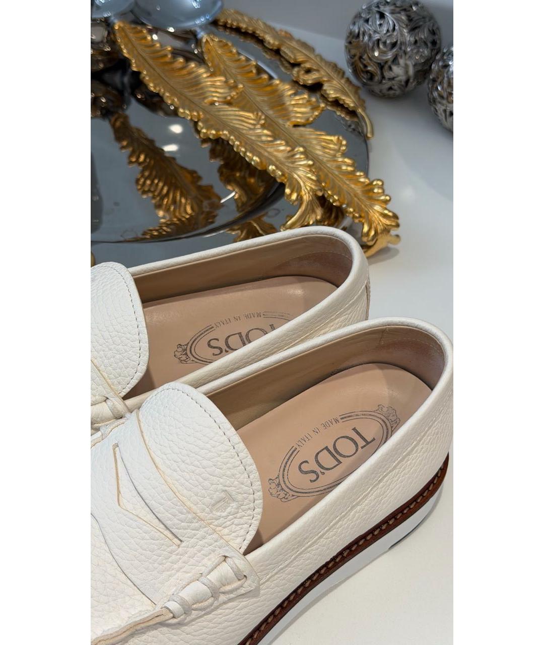 TOD'S Белые кожаные мокасины, фото 2