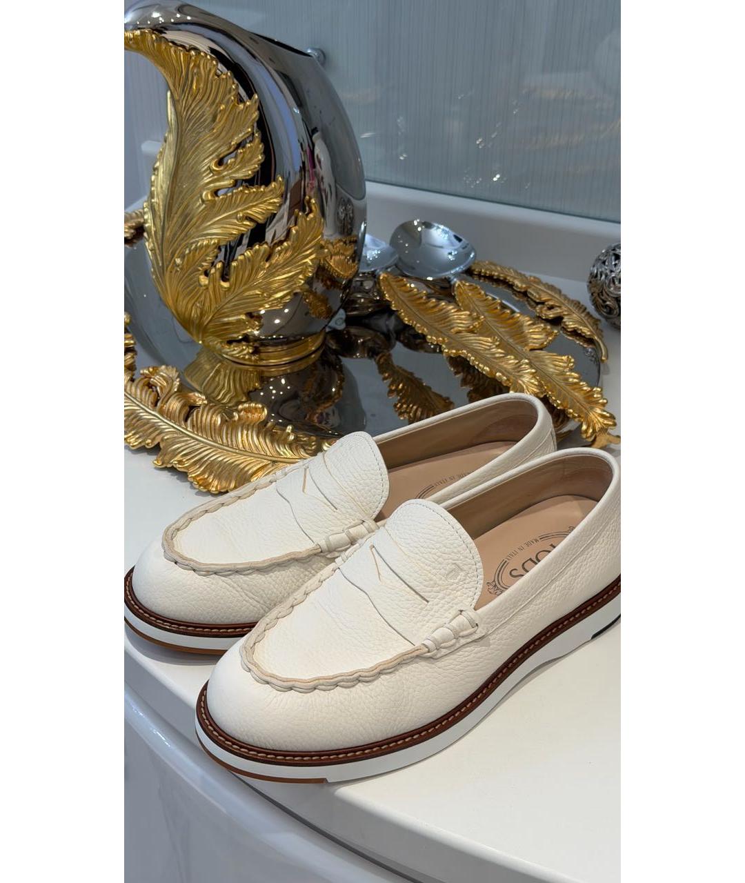 TOD'S Белые кожаные мокасины, фото 7