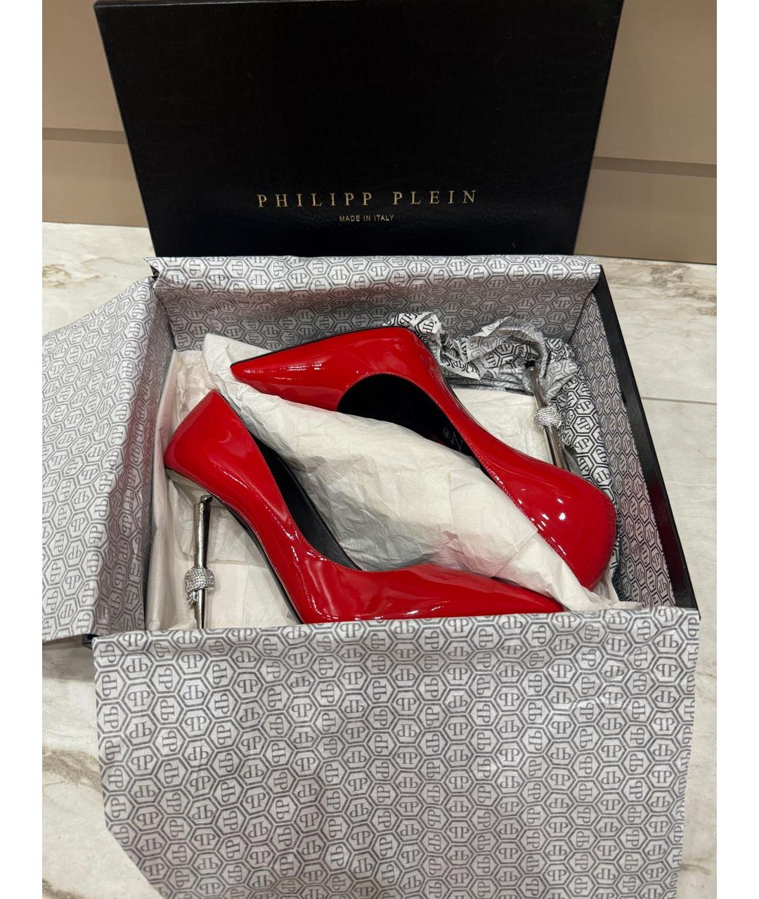 PHILIPP PLEIN Красные туфли из лакированной кожи, фото 5