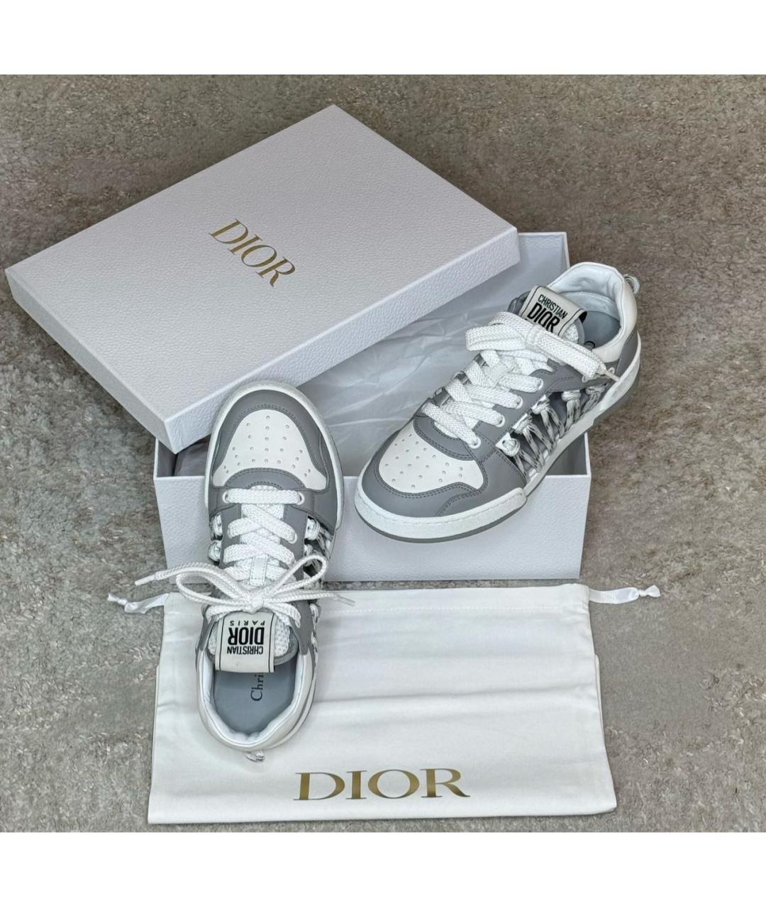 CHRISTIAN DIOR Серые кожаные кроссовки, фото 7