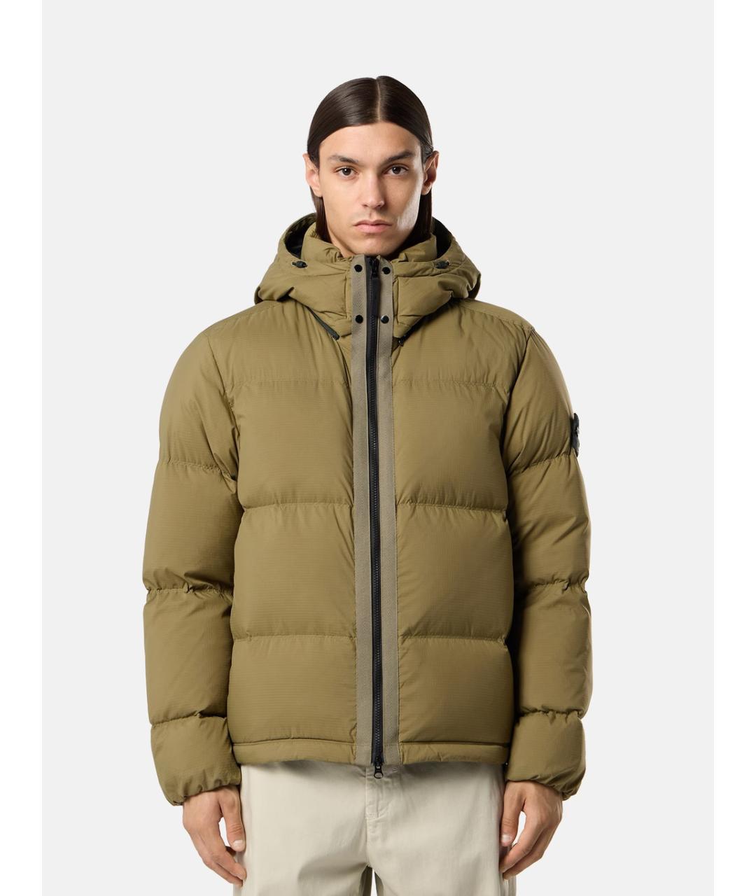 STONE ISLAND Хаки полиамидовый пуховик, фото 2