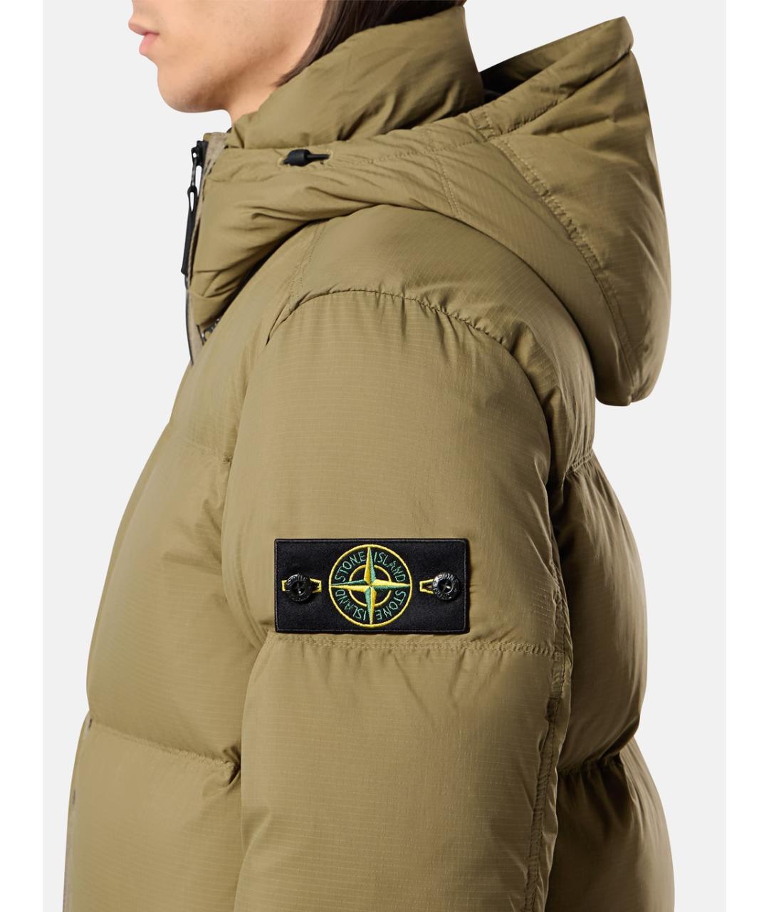 STONE ISLAND Хаки полиамидовый пуховик, фото 4