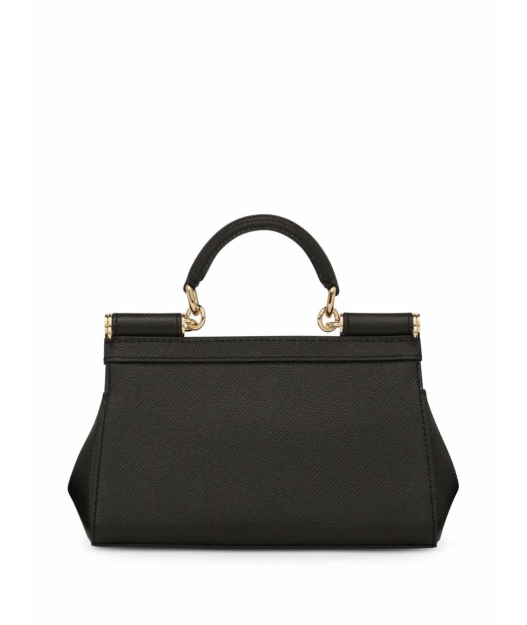 DOLCE&GABBANA Черная кожаная сумка с короткими ручками, фото 3