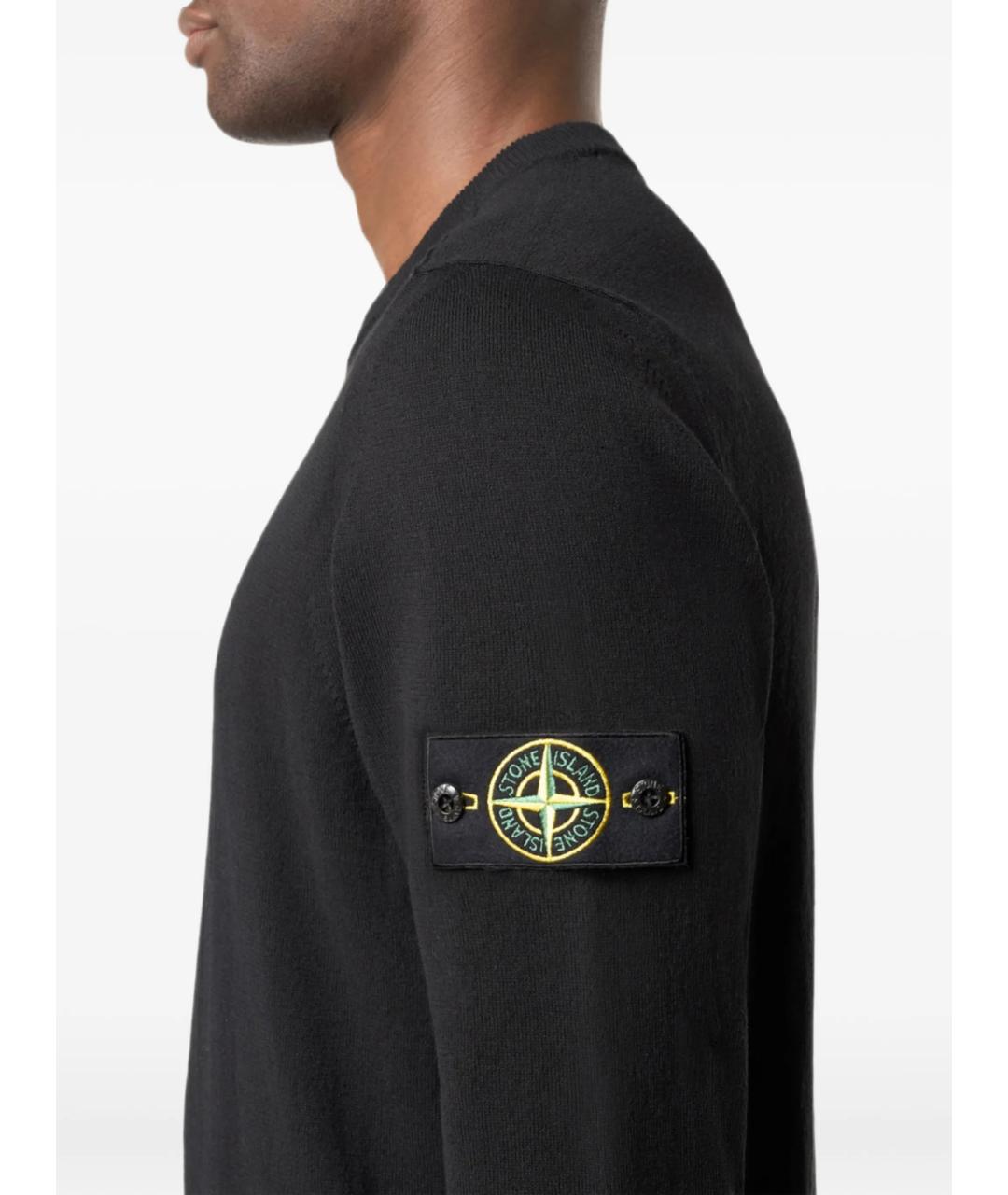 STONE ISLAND Черный шерстяной джемпер / свитер, фото 3