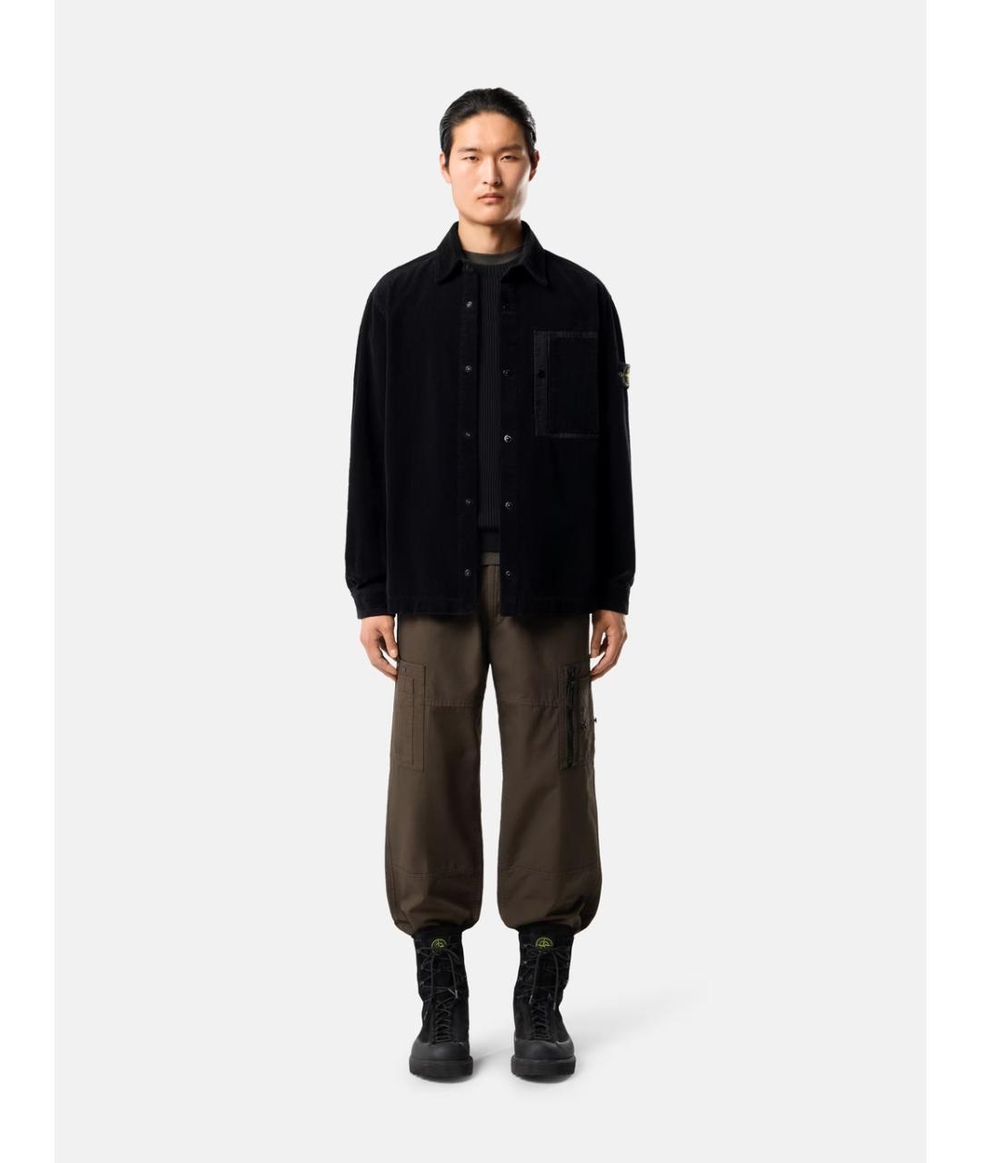 STONE ISLAND Черная хлопковая кэжуал рубашка, фото 3