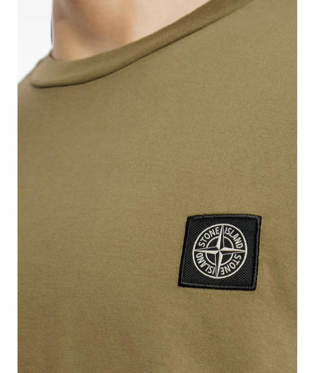 STONE ISLAND Зеленая хлопковая футболка, фото 5