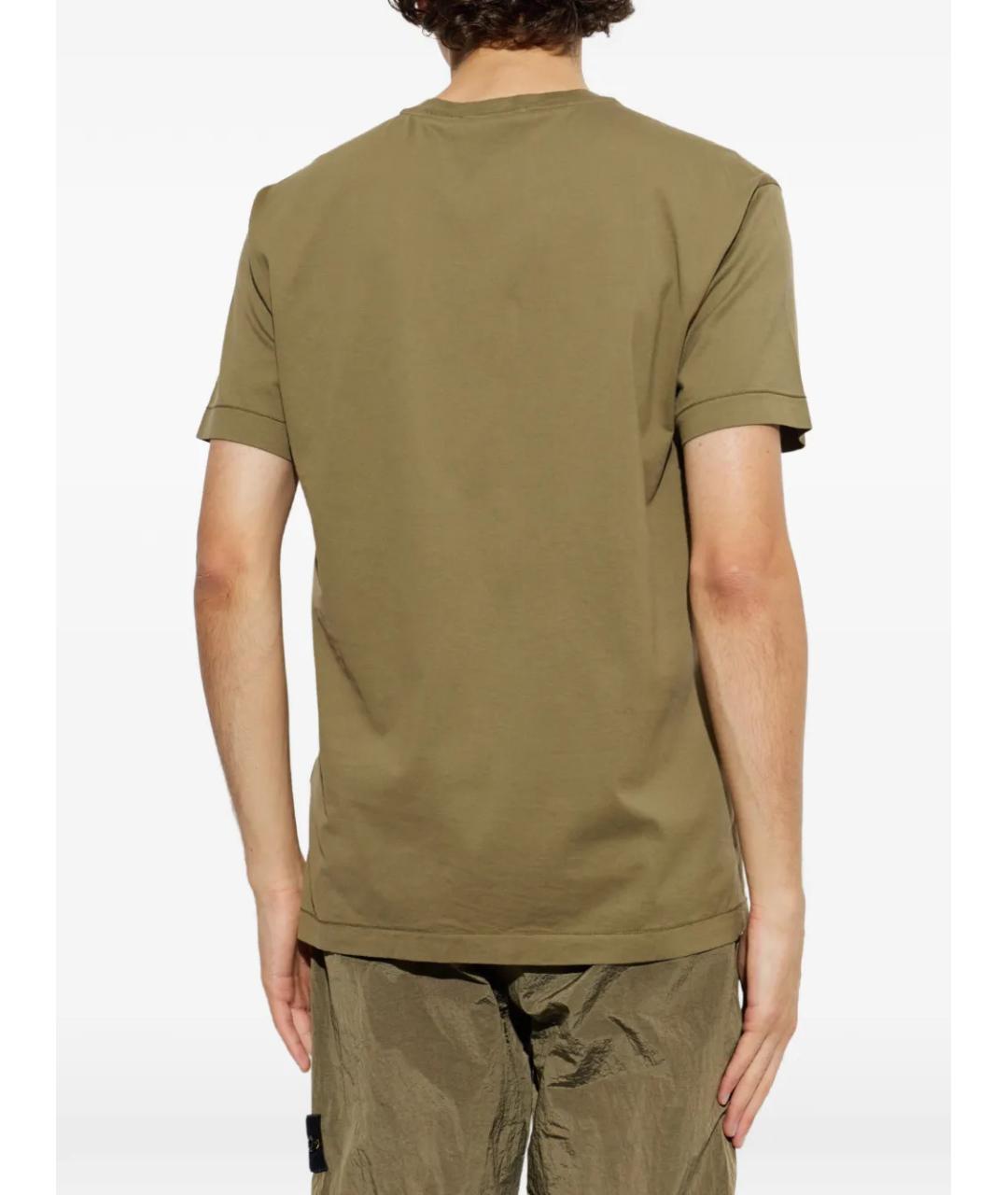 STONE ISLAND Зеленая хлопковая футболка, фото 4