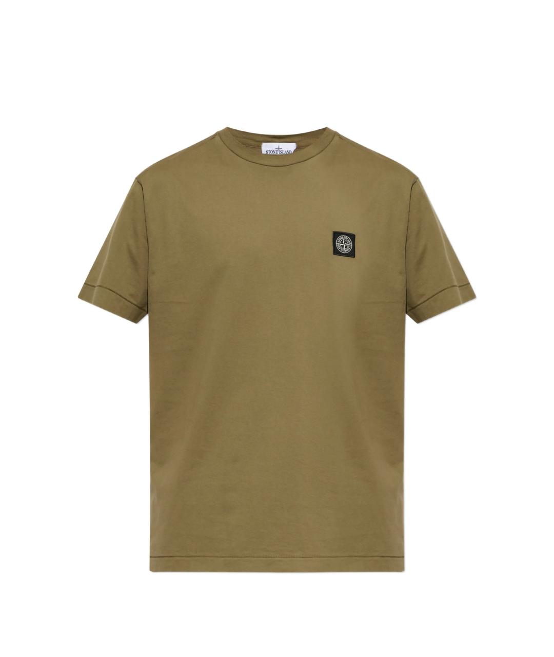 STONE ISLAND Зеленая хлопковая футболка, фото 1