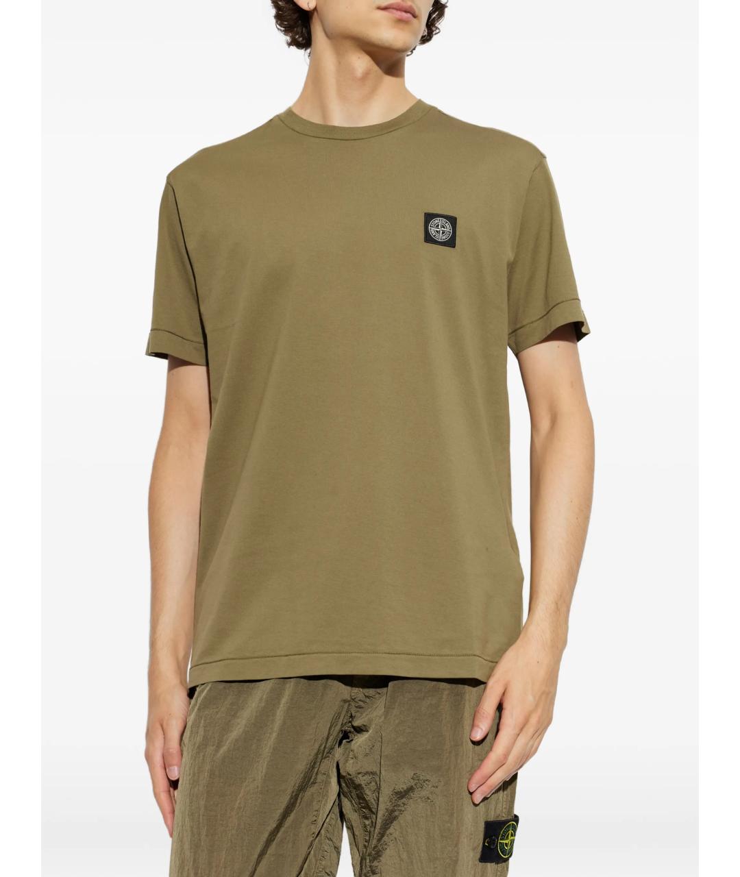 STONE ISLAND Зеленая хлопковая футболка, фото 3