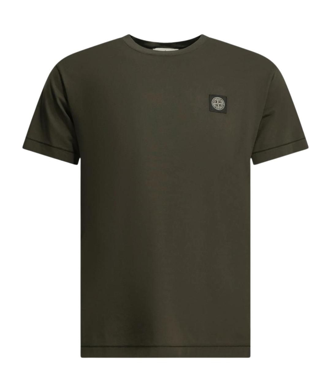 STONE ISLAND Зеленая хлопковая футболка, фото 1