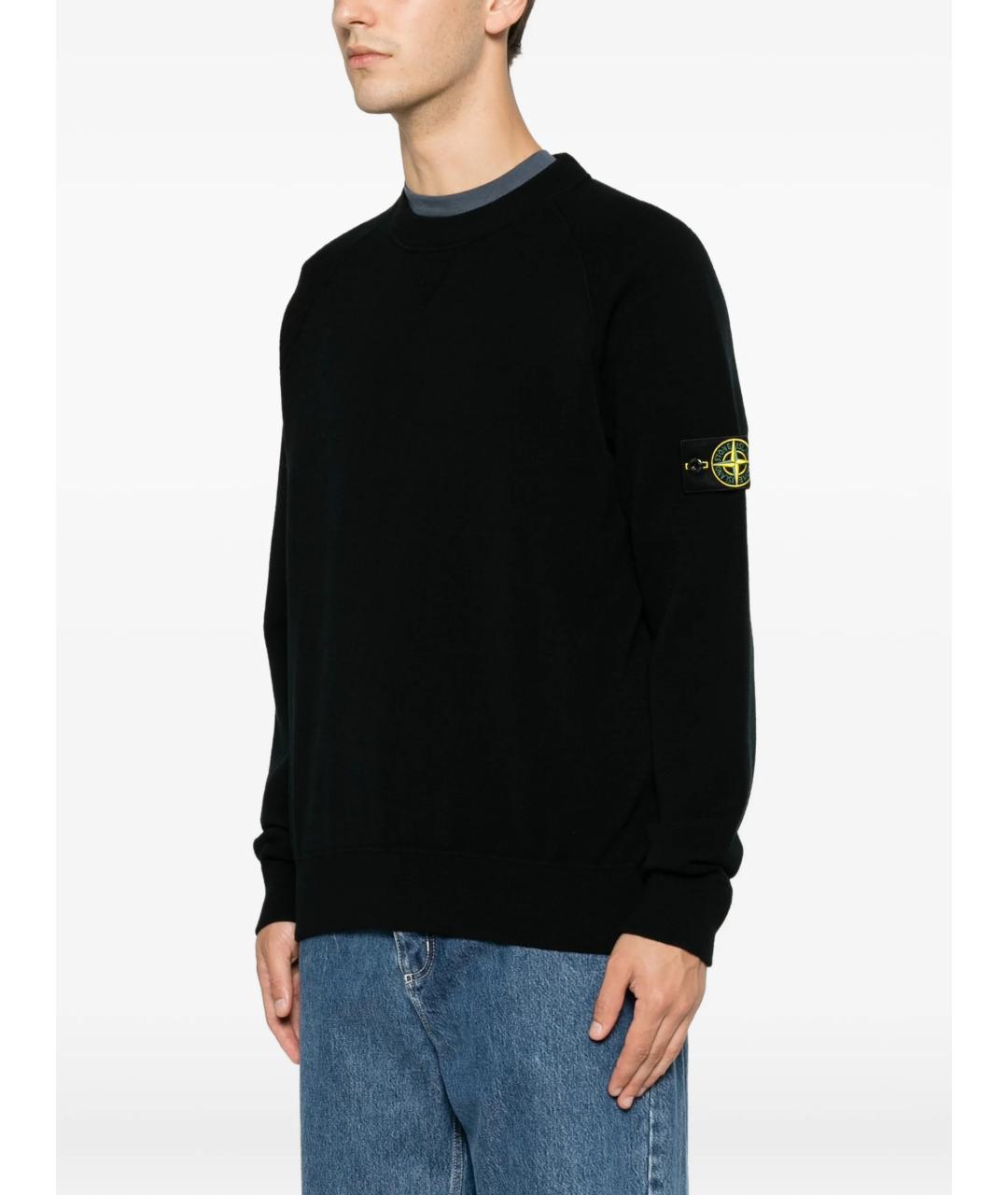 STONE ISLAND Черный шерстяной джемпер / свитер, фото 3