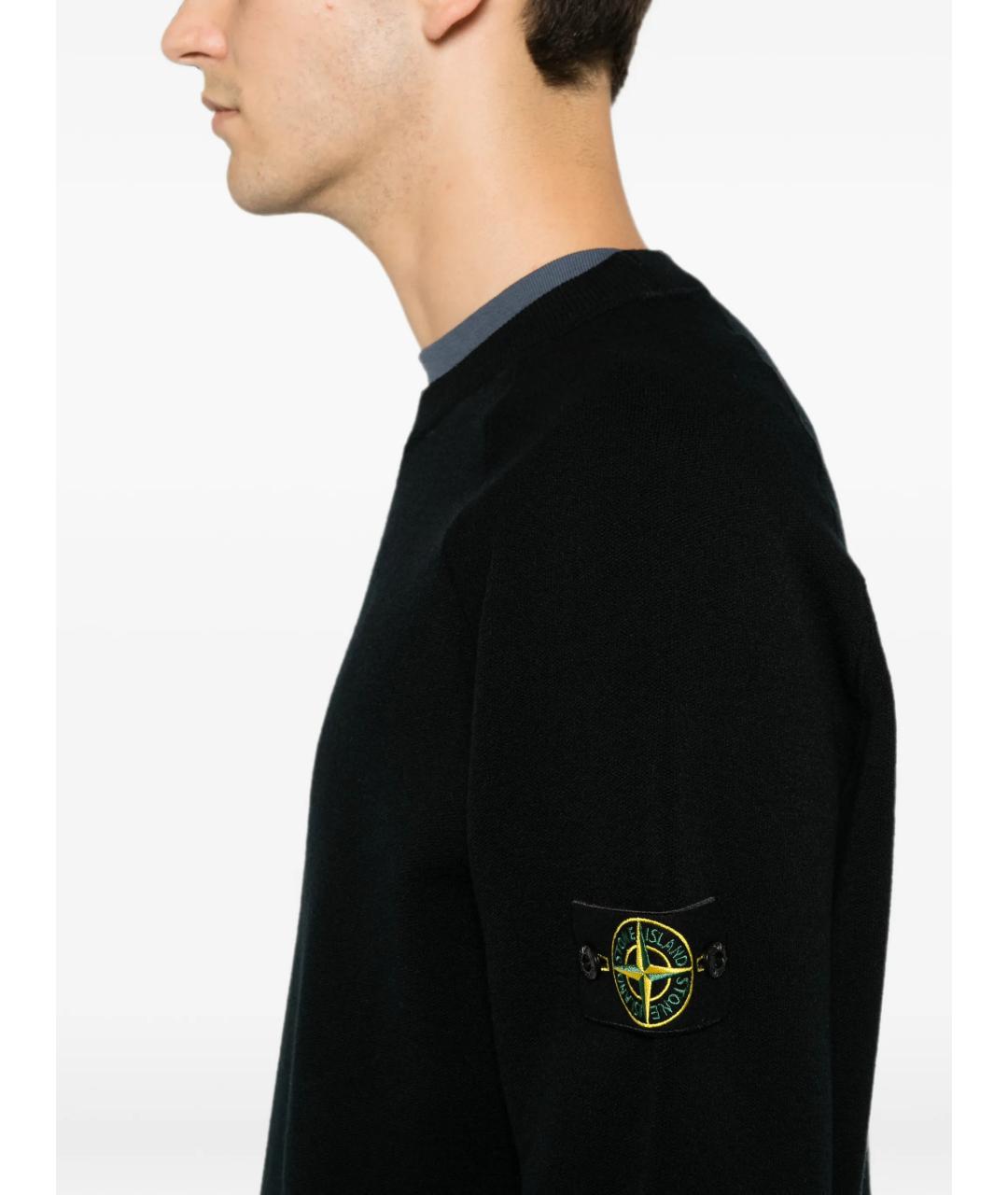 STONE ISLAND Черный шерстяной джемпер / свитер, фото 5