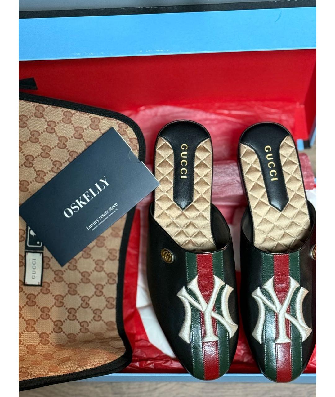 GUCCI Черные кожаные слипоны, фото 5