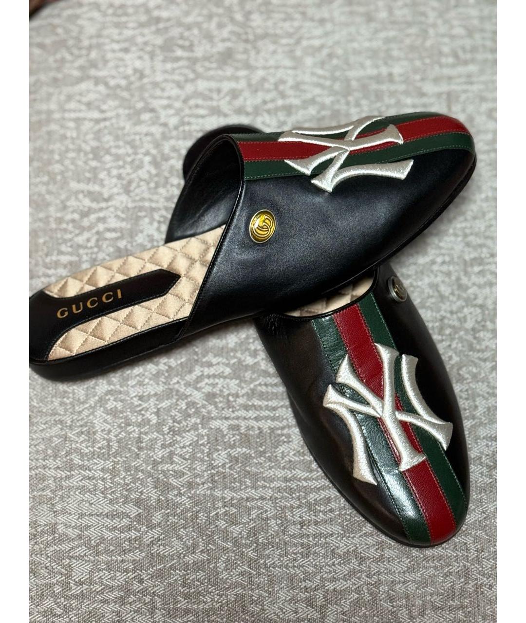 GUCCI Черные кожаные слипоны, фото 7