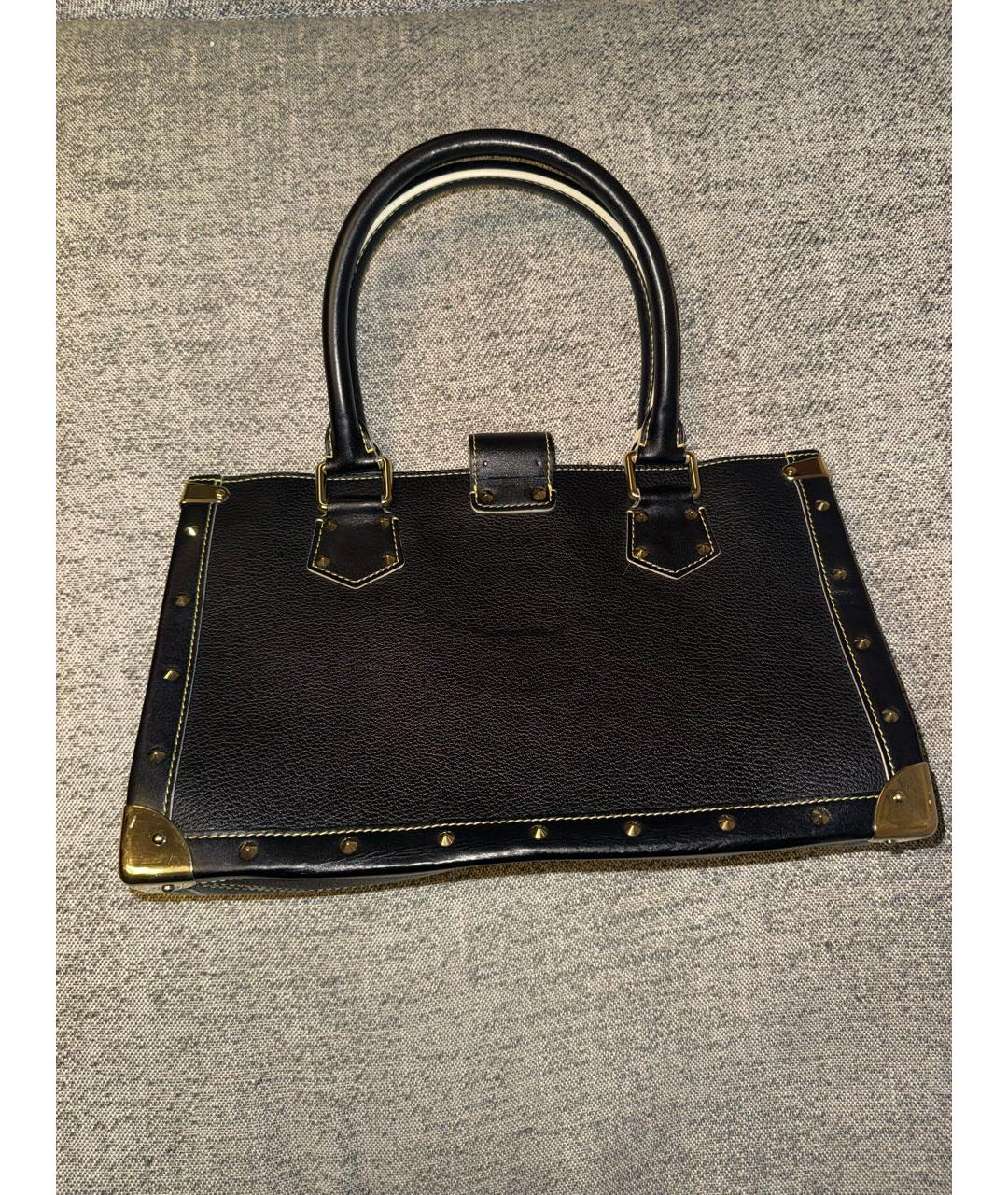 LOUIS VUITTON Черная кожаная сумка с короткими ручками, фото 3