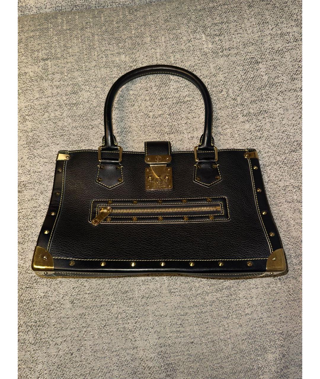 LOUIS VUITTON Черная кожаная сумка с короткими ручками, фото 6