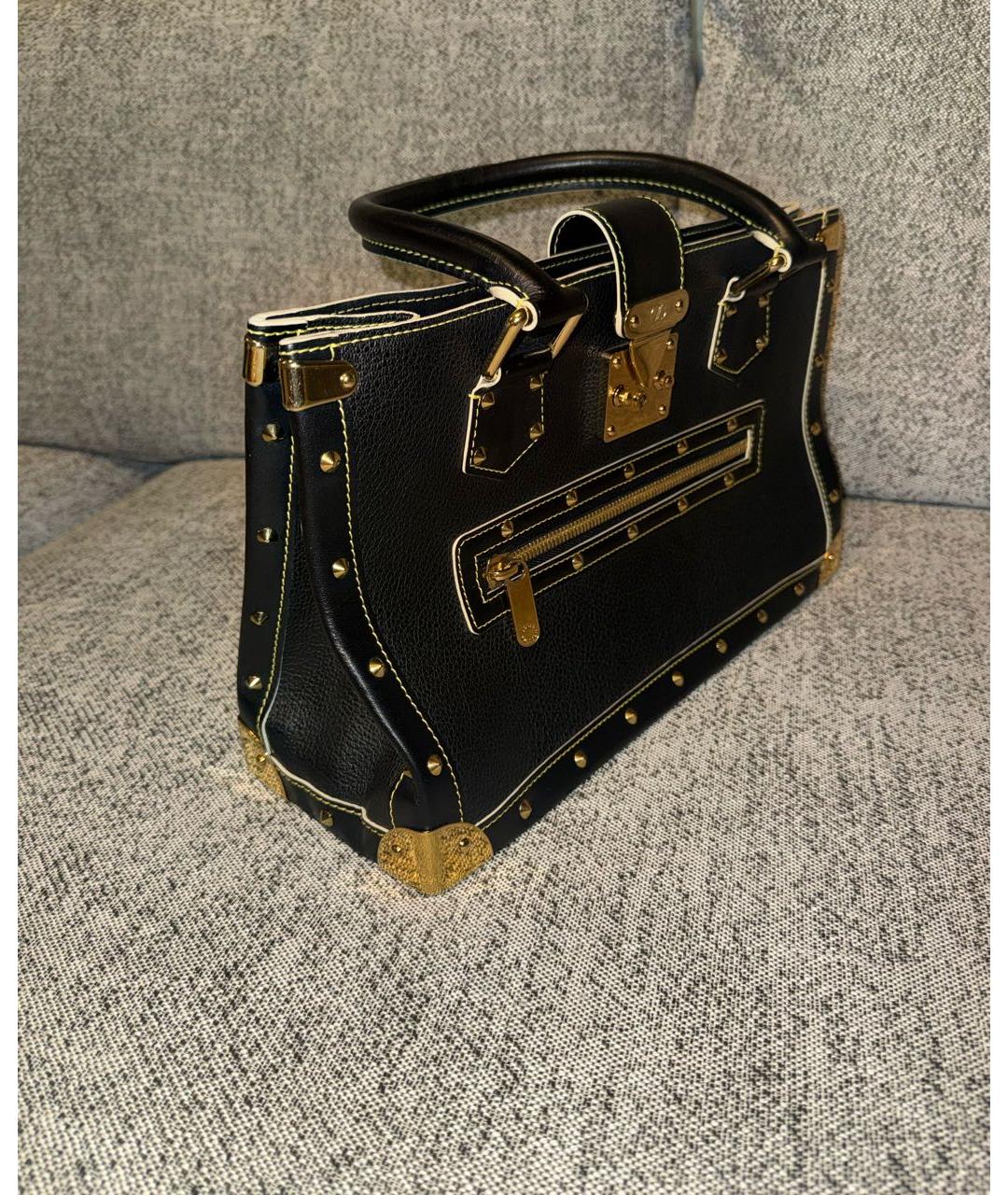LOUIS VUITTON Черная кожаная сумка с короткими ручками, фото 2