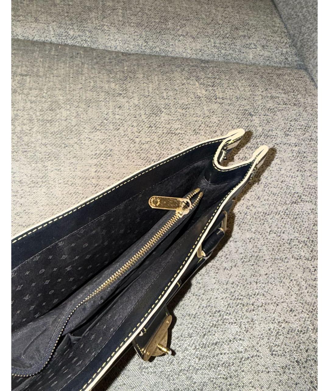 LOUIS VUITTON Черная кожаная сумка с короткими ручками, фото 4