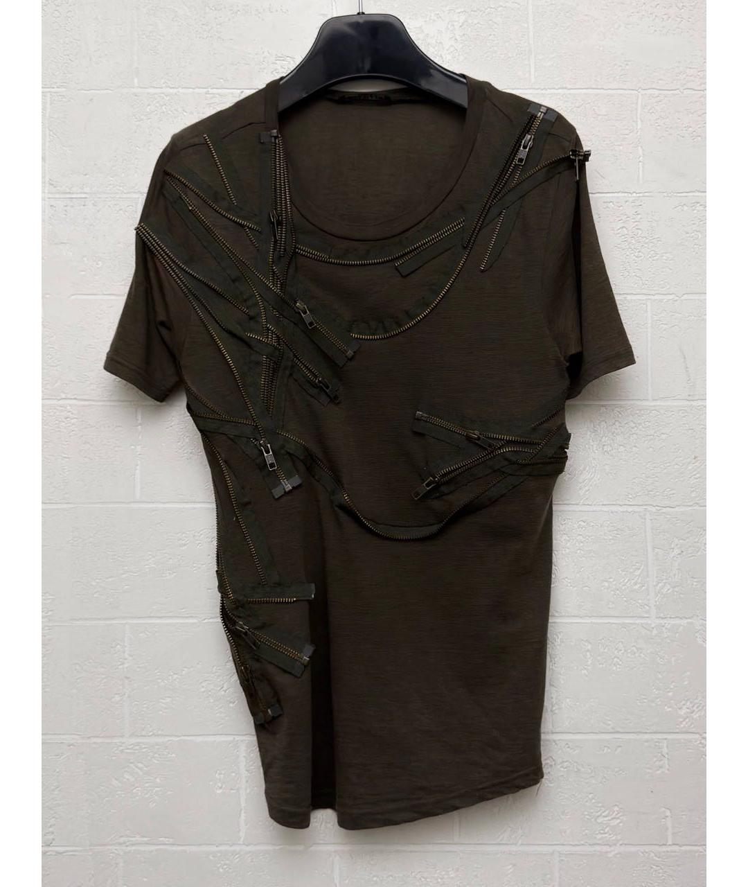BALMAIN Хаки хлопковая футболка, фото 3