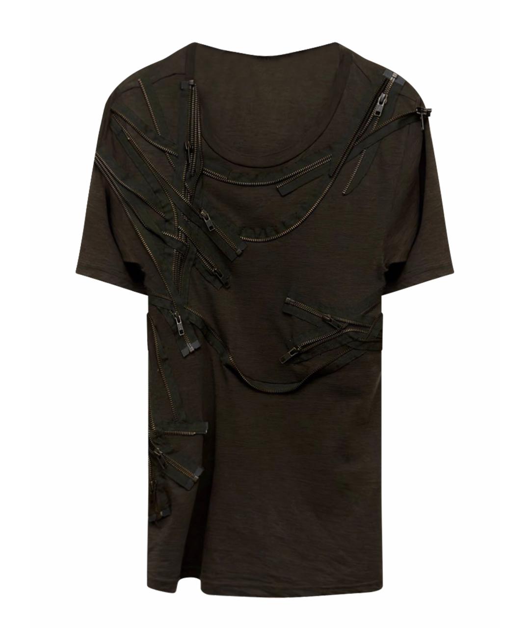 BALMAIN Хаки хлопковая футболка, фото 1