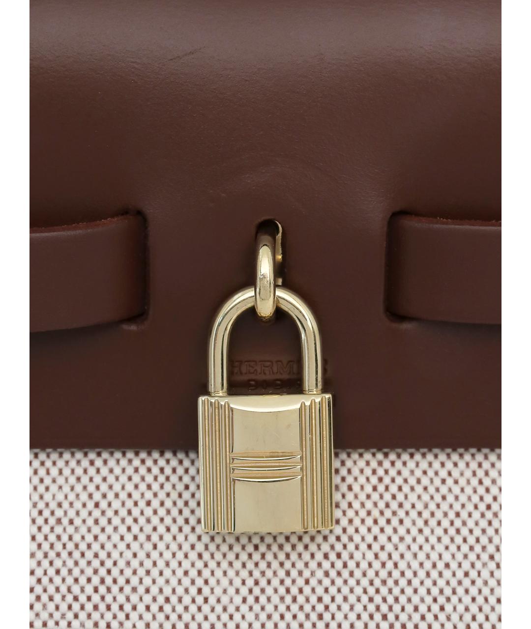 HERMES Коричневая тканевая сумка через плечо, фото 5