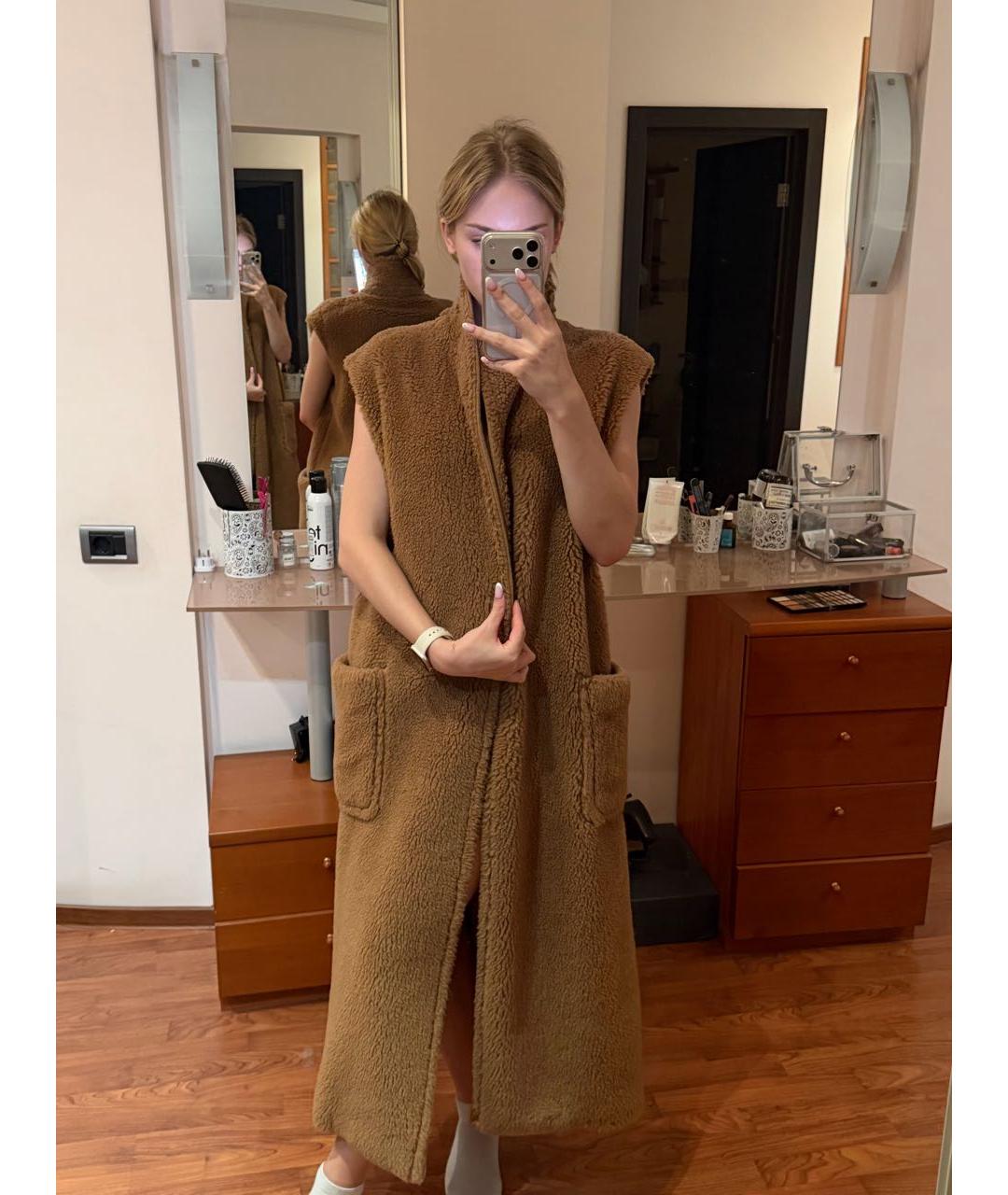 MAX MARA Коричневый шерстяной жилет, фото 8