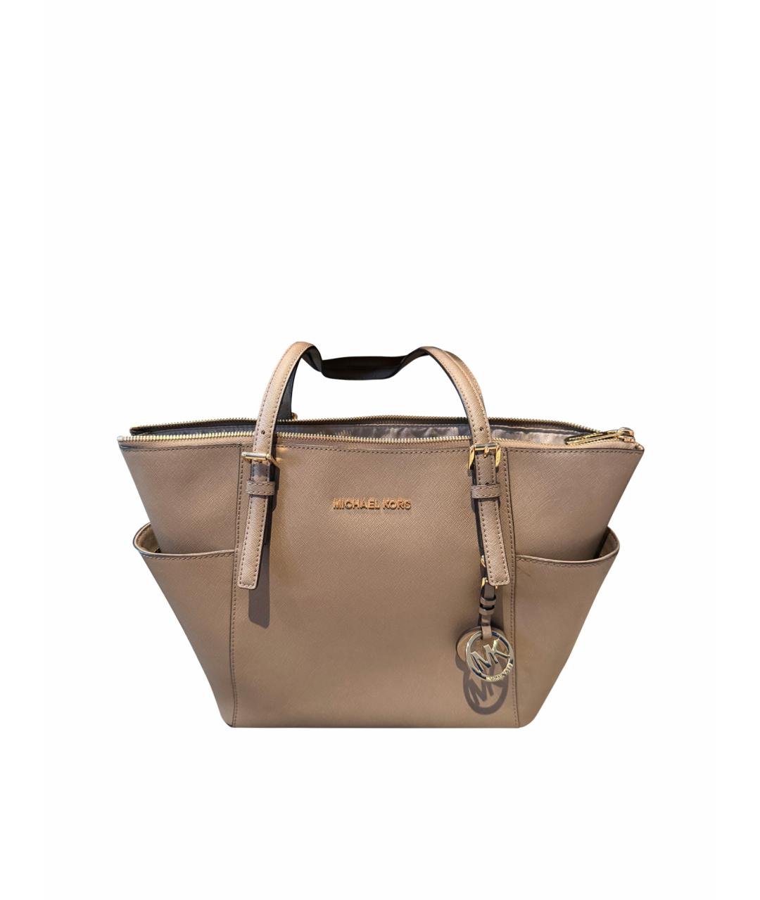 MICHAEL KORS Коричневая кожаная сумка с короткими ручками, фото 1