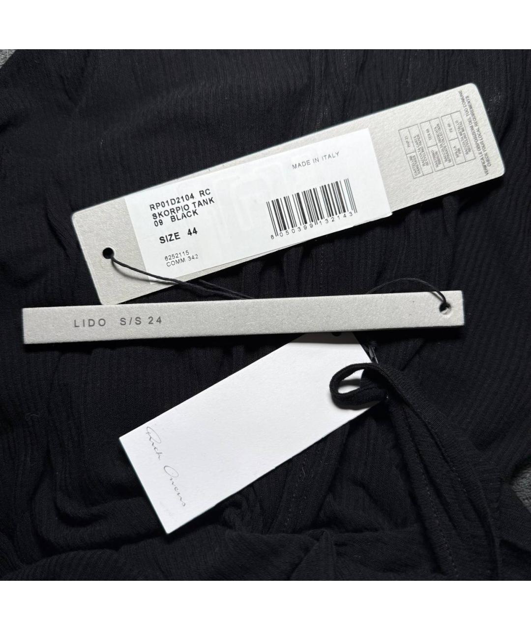 RICK OWENS Черная вискозная майка, фото 5