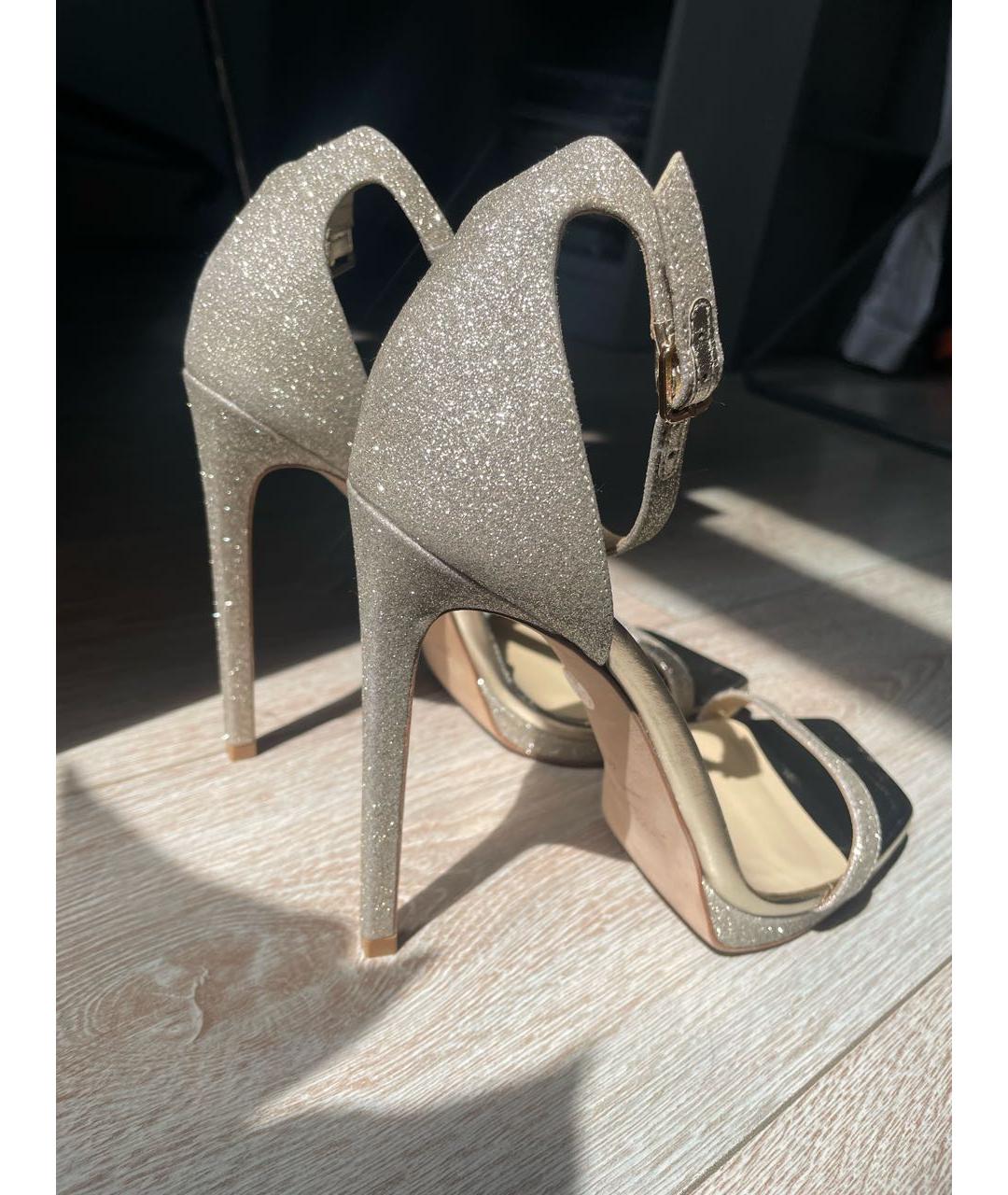 JIMMY CHOO Золотые кожаные босоножки, фото 7