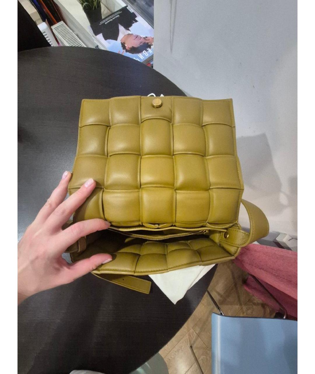 BOTTEGA VENETA Хаки кожаная сумка через плечо, фото 4