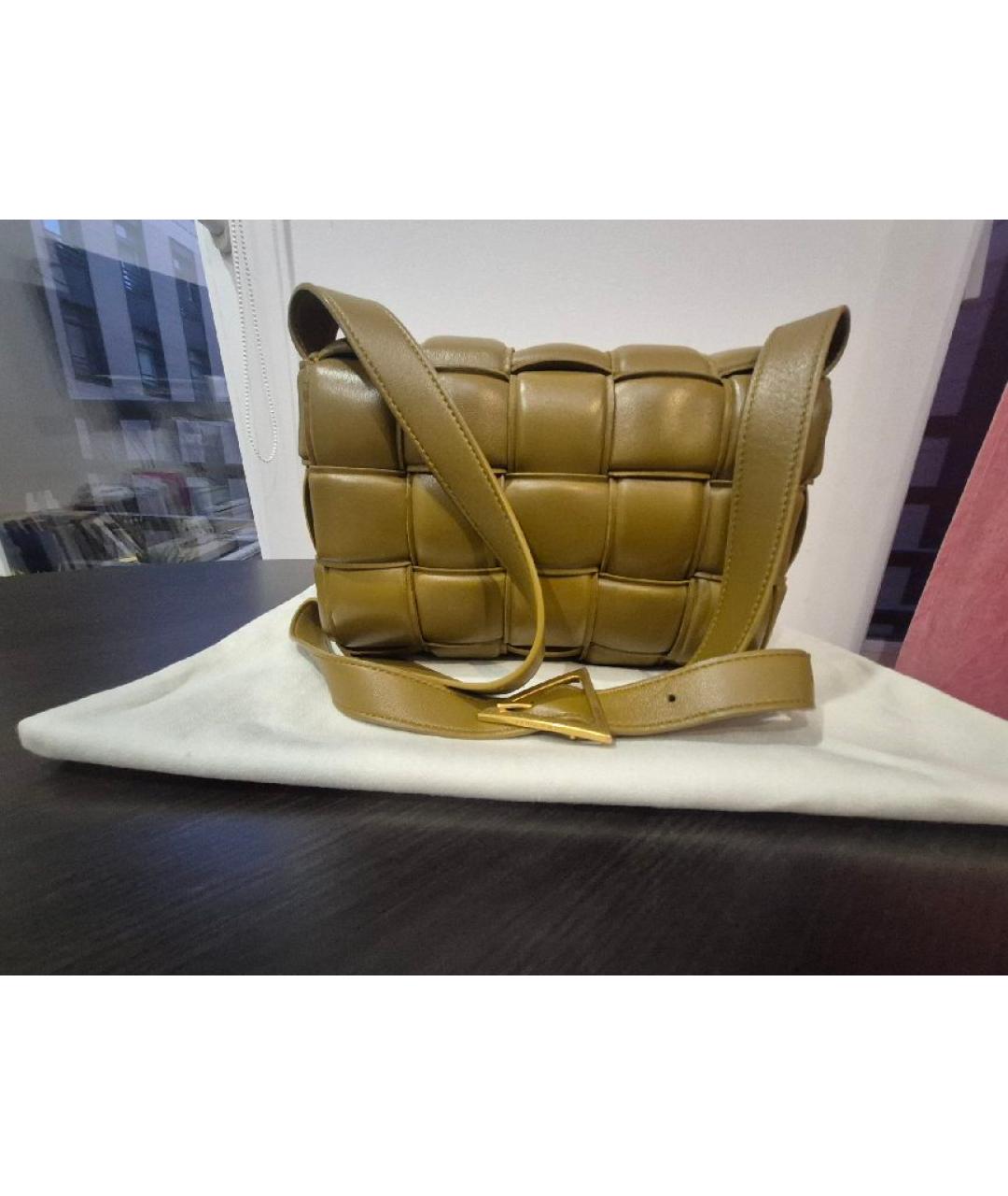 BOTTEGA VENETA Хаки кожаная сумка через плечо, фото 3