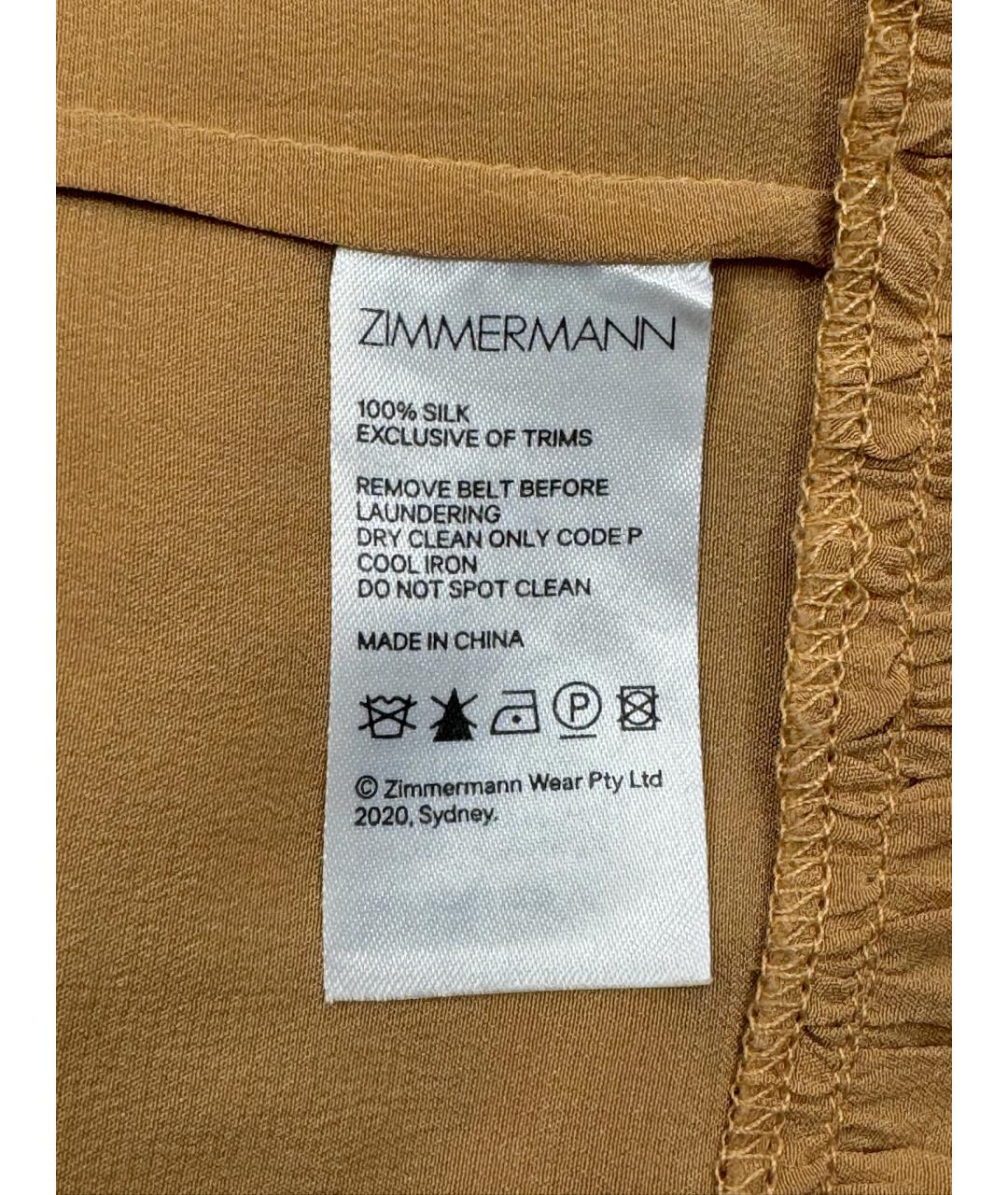 ZIMMERMANN Горчичное шелковое повседневное платье, фото 4