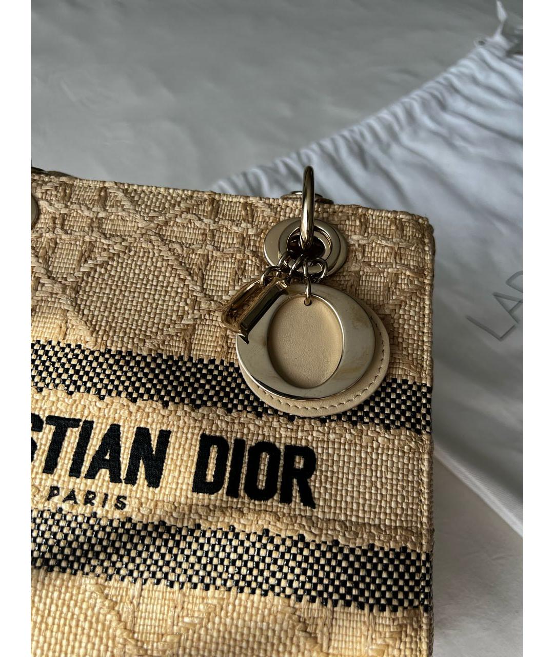 CHRISTIAN DIOR Бежевая плетеная пляжная сумка, фото 8